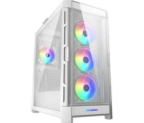 מארז מחשב COUGAR DUOFACE PRO WT לבן עם חלון צד זכוכית מחוסמת.