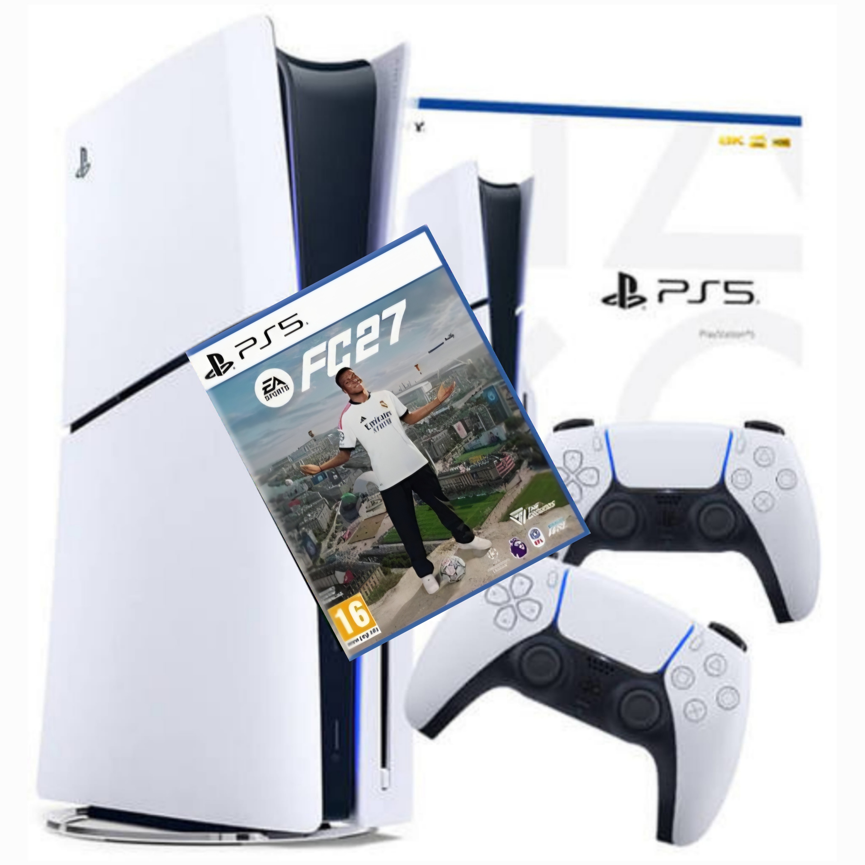  SONY PLAYSTATION 5 SLIM 1TB BLURAY EDITION CFI-2000 CFI-2016 FC 27 BUNDLE + 2 CONTROLLERS + GAME FC 27 PS5
