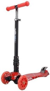 קורקינט ילדים מתקפל 3 גלגלים עד 80 ק"ג עם אורות בגלגלים - עכביש אדום