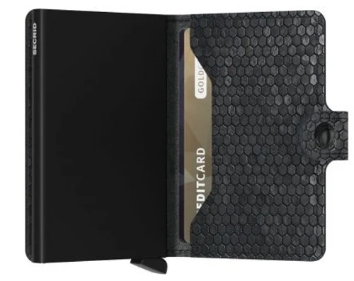 ארנק Secrid מקפיץ כרטיסים MiniWallet פרימיום Hexagon - שחור