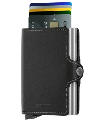 ארנק Secrid מקפיץ כרטיסים כפול Twinwallet - שחור כסוף