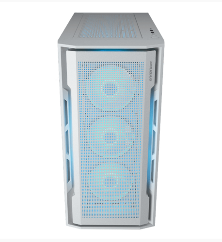 פנים המארז COUGAR UNIFACE - תצוגה של ארבעה מאווררי ARGB במבנה מרווח ונקי