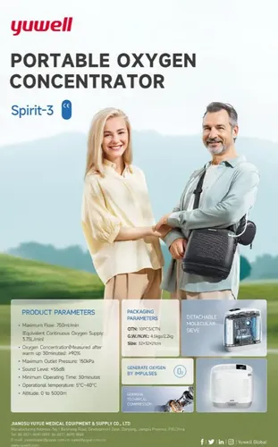 מחולל חמצן נייד Yuwell Spirit-3 – ניידות מקסימלית, פעולה שקטה וביצועים מרשימים