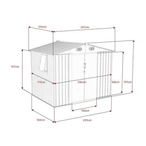 מחסן מתכת 2.47X1.93 דגם Garden Top T186