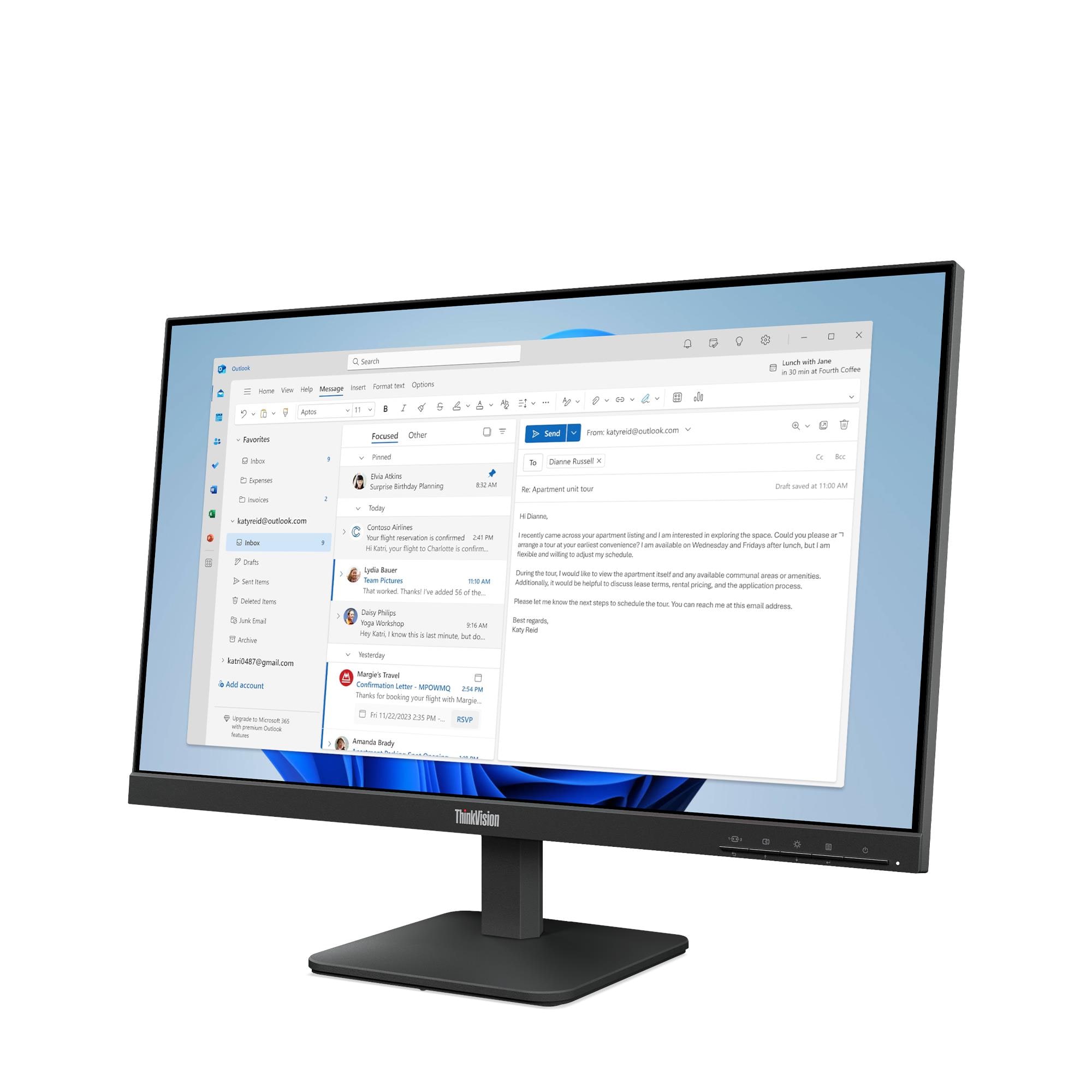 מסך מחשב Lenovo S24-4E 24 IPS 100 Htz HDMI VGA 64B5KAT1ISלנובו