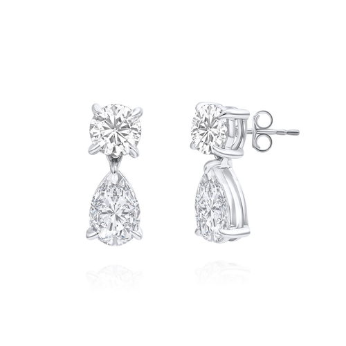 עגילי יהלומים טיפה נופלת 2.45CT זהב 14K