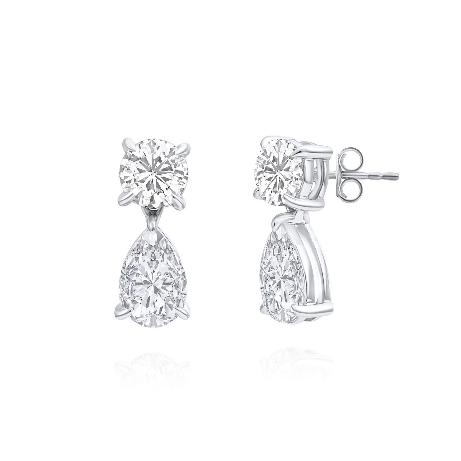 עגילי יהלומים טיפה נופלת 2.45CT זהב 14K