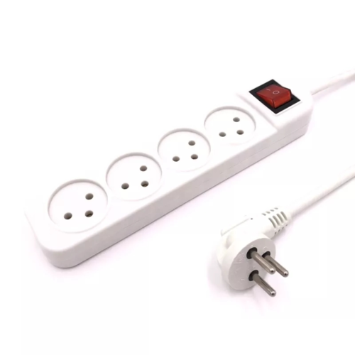 רב שקע עם מפסק מואר וכבל מאריך 1 מטר לחשמל LUGGAR דגם XS-MS-41