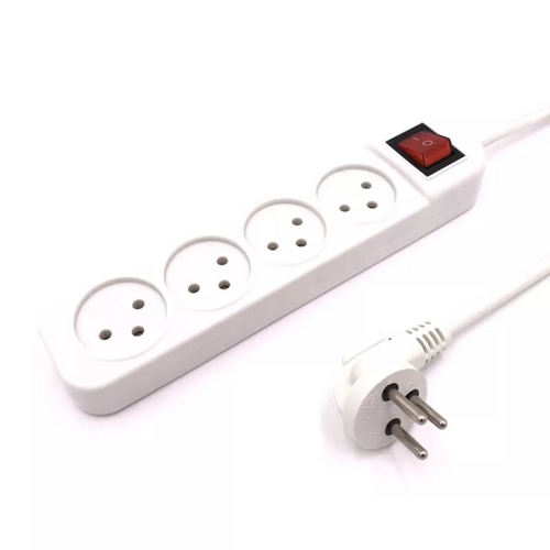 רב שקע עם מפסק מואר וכבל מאריך 3 מטר לחשמל LUGGAR דגם XS-MS-43