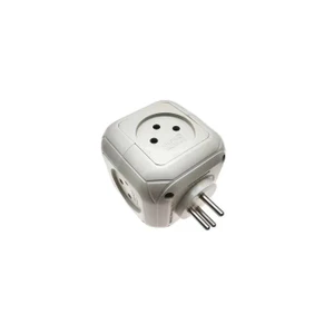 קוביית מפצל חשמל 4 שקעים + TYPE C ו-USB