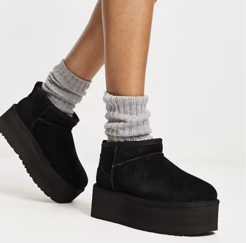 מגף UGG מיני פלטפורמה שחור מידות 36-40 לנשים