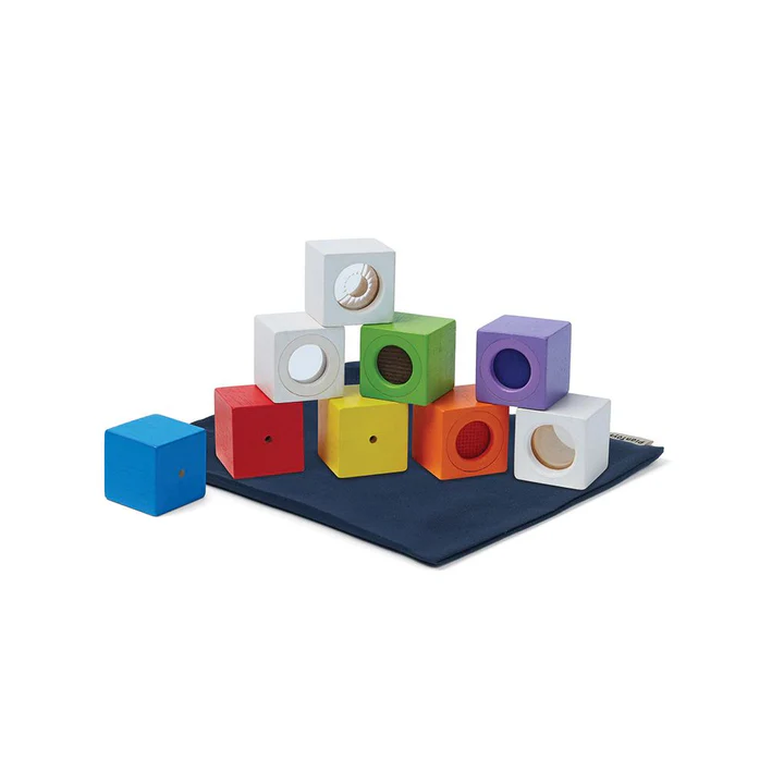 קוביות חושים צבעוניות מעץ - PLAN TOYS