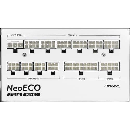 Antec NeoECO NE1000G ספק כוח לבן עם חיבורי PCIe מתקדמים