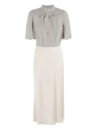Dress in georgette fabric with polka dot print