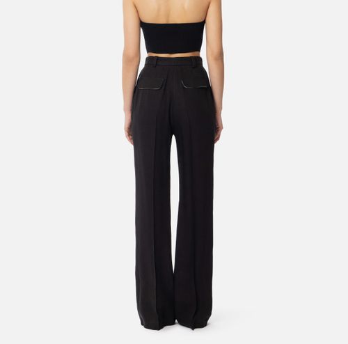 Linen-blend gabardine trousers with darts