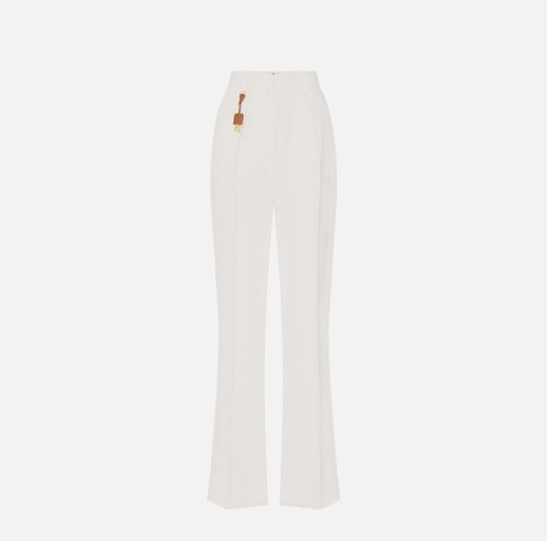 Linen-blend gabardine trousers with darts