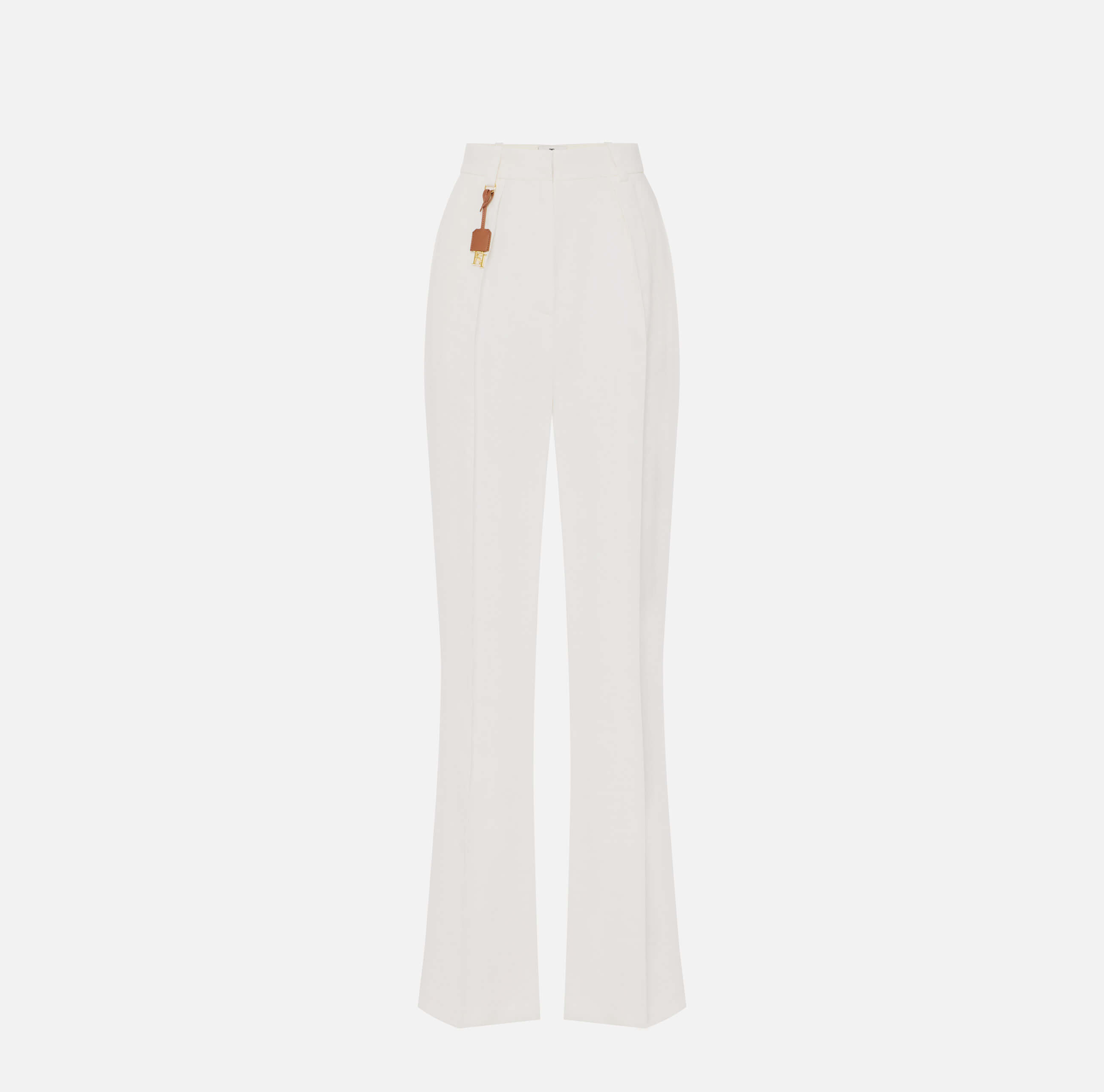 Linen-blend gabardine trousers with darts