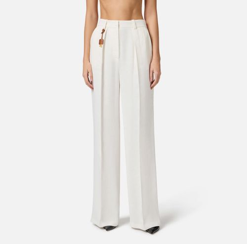 Linen-blend gabardine trousers with darts