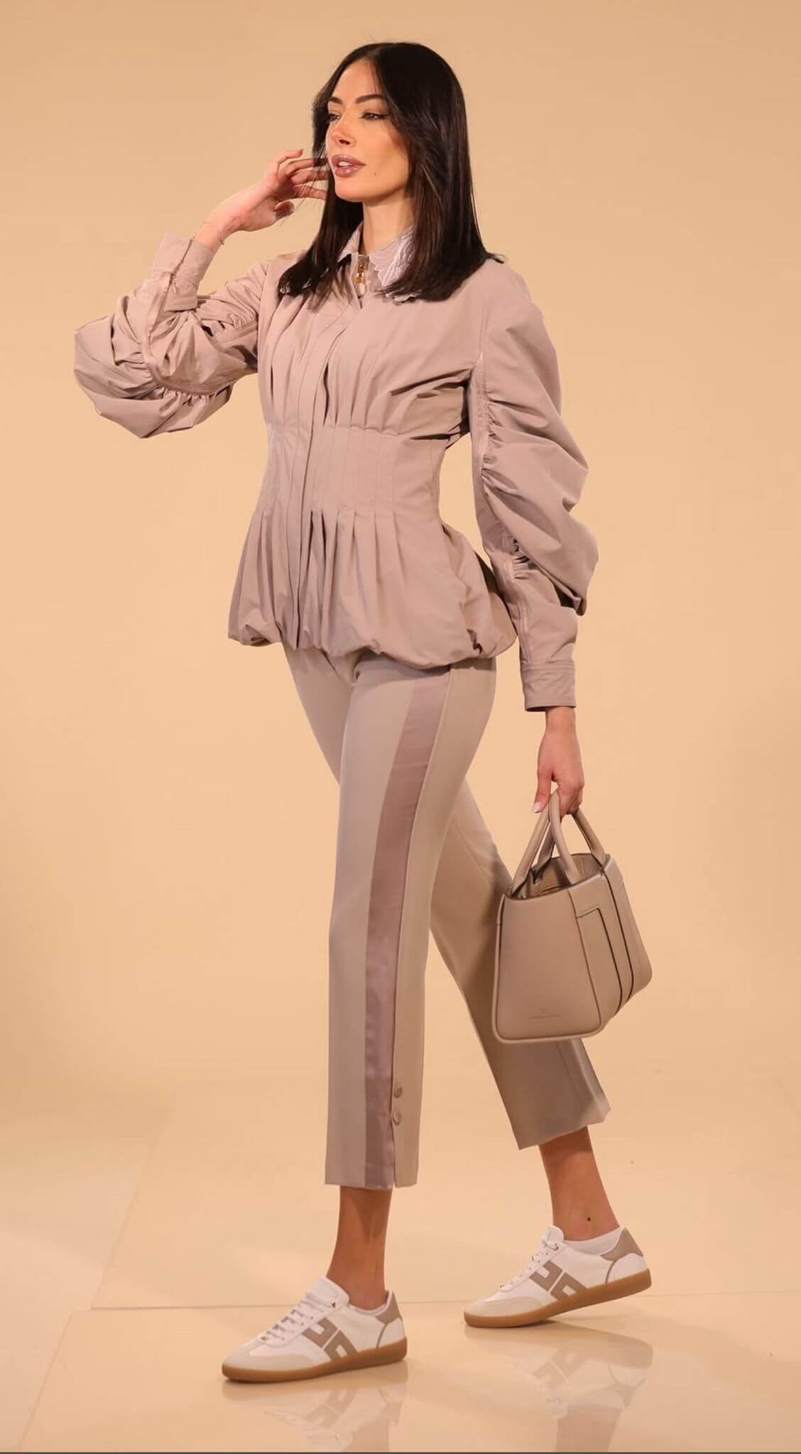 Crêpe tuxedo trousers with satin bands