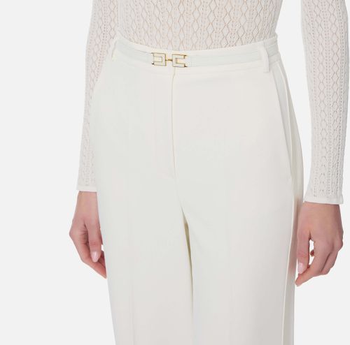 Crêpe trousers with satin bands