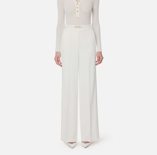 Crêpe trousers with satin bands