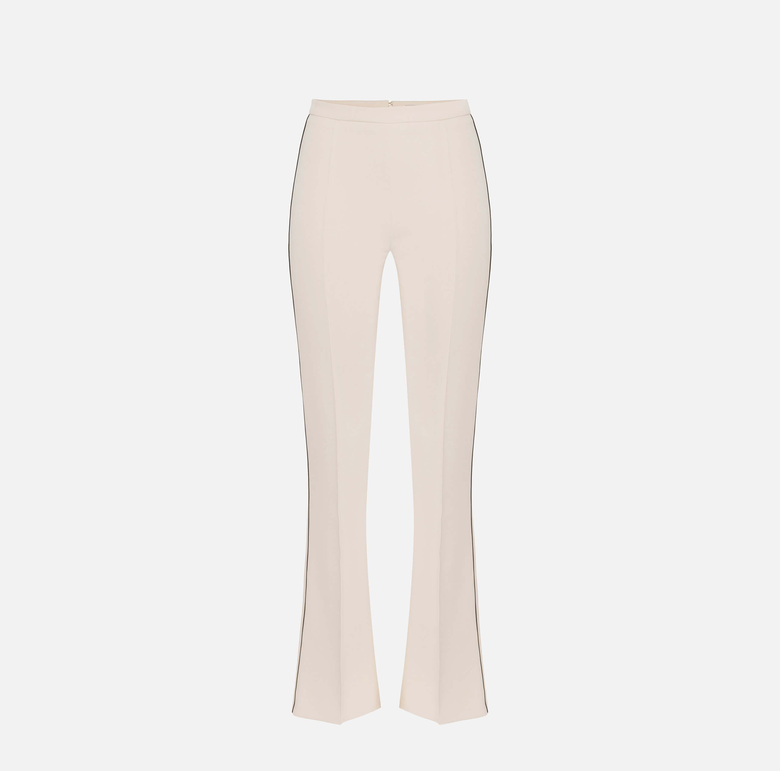 Trousers in crêpe fabric with contrasting piping