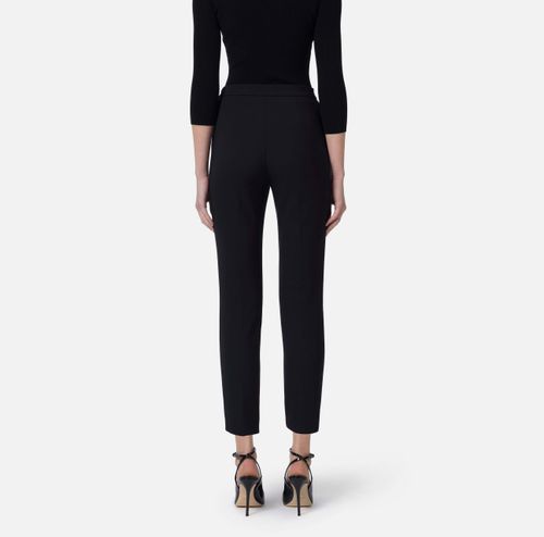 Crêpe slim-fit trousers with logo plaque