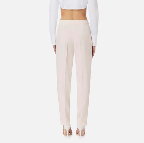 Straight trousers in cool wool with darts - COLOR PERLA 