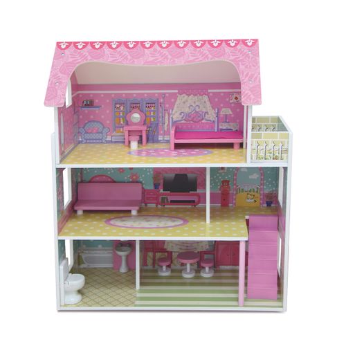 בית בובות מאובזר וילה 3 קומות Dollhouse Mension TX1055E