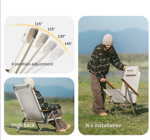 כסא מתקפל לים נמוך ולקמפינג 4 מצבים NATUREHIKE RECLINER Chair