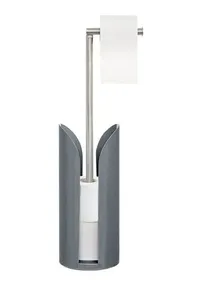 מחזיק נייר טולאט+רזרבי עם כיסוי אפור