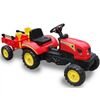 טרקטור פדלים לילדים עם עגלה מתחברת ו 2 כלי חפירה - אדום