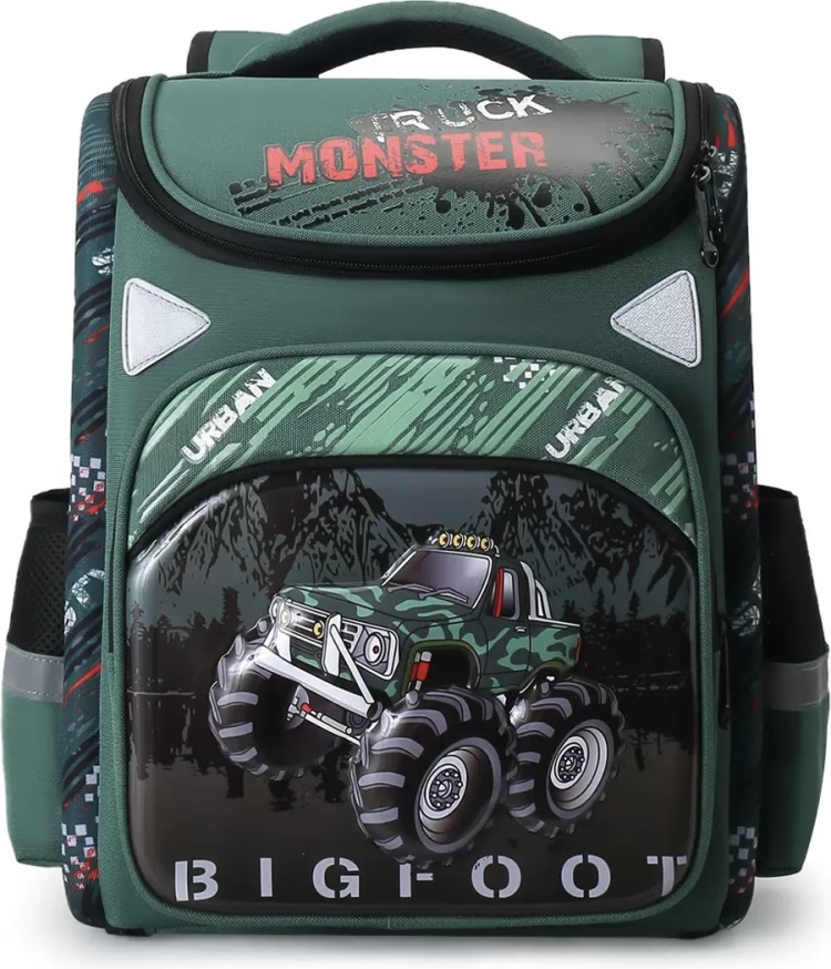 תיק גב לגן צבע ירוק בצורת truck לבנים