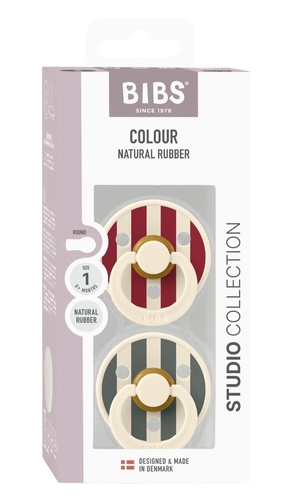 זוג מוצצי לטקס COLOUR STUDIO ‏6–0 חודשים שנהב רובי/אורן BIBS