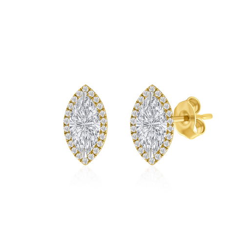 עגילי יהלומים בעיצוב מרקיז 2.37CT זהב 14K