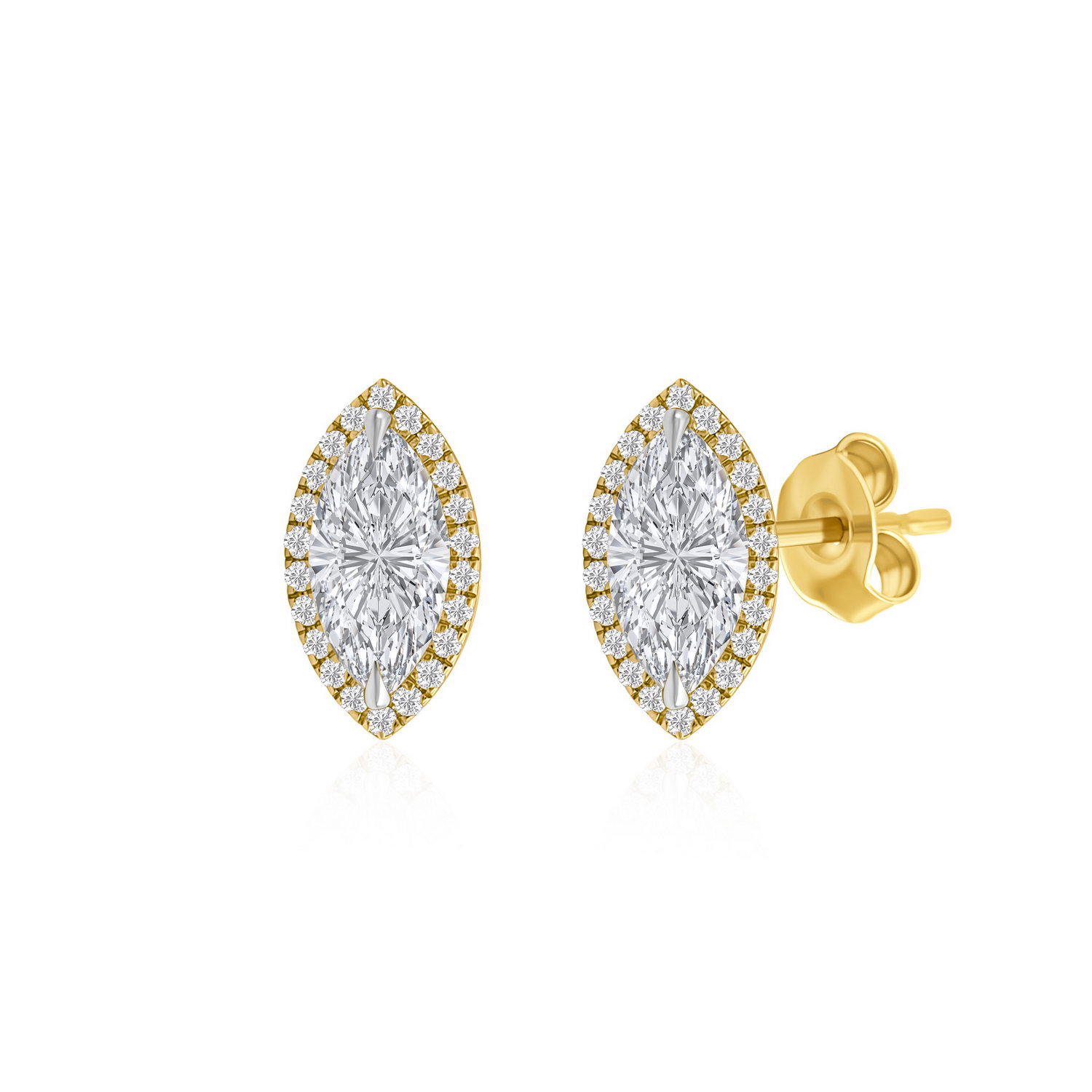 עגילי יהלומים בעיצוב מרקיז 2.37CT זהב 14K