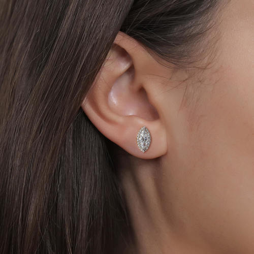עגילי יהלומים בעיצוב מרקיז 2.37CT זהב 14K