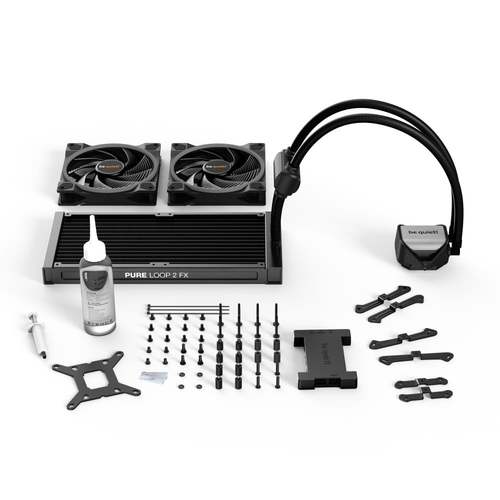 מערכת קירור נוזלי מודרנית למעבדי Intel ו-AMD עם עיצוב שחור ותאורת ARGB צבעונית.