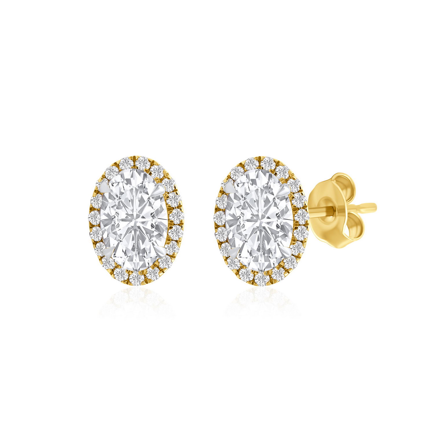 עגילי יהלומים בעיצוב אובלי 2.41CT זהב 14K