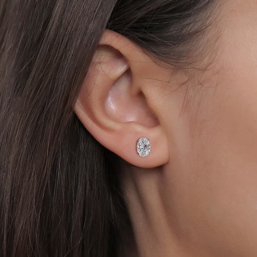 עגילי יהלומים אובליים 1.50CT זהב 14K