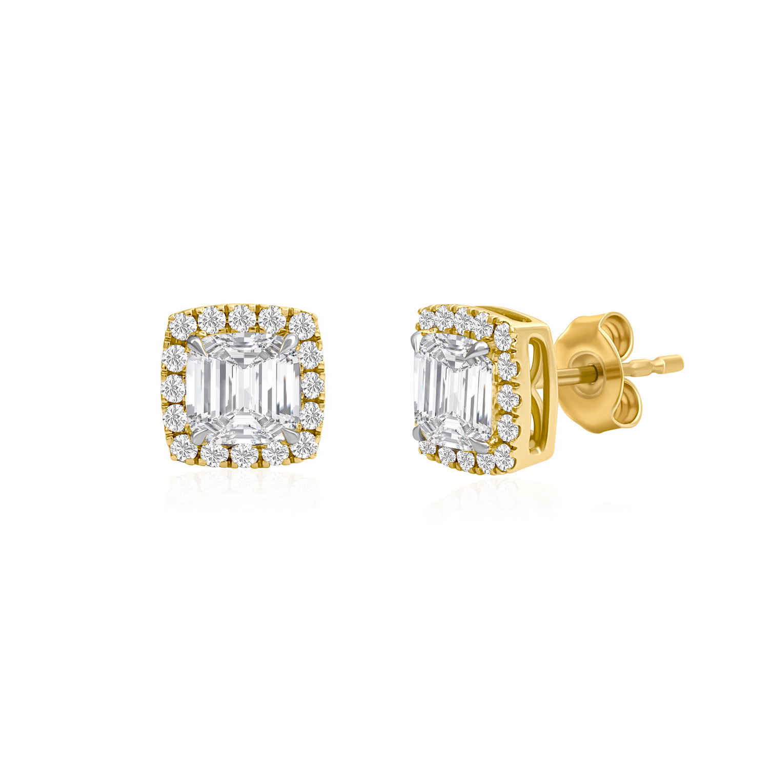 עגילי יהלומים בעיצוב ריבוע 2.29CT זהב 14K