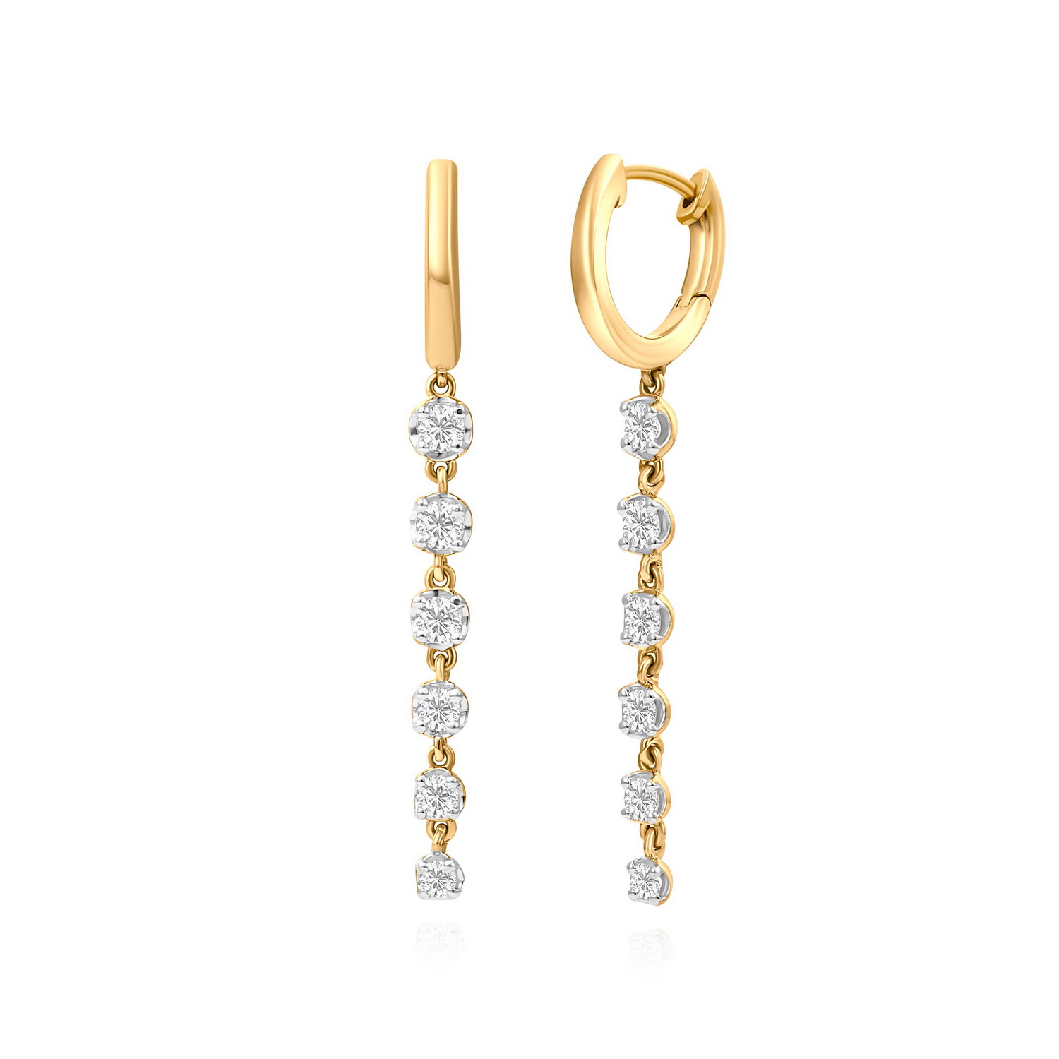 עגילי יהלומים נופלים 1.0CT זהב 14K