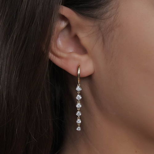 עגילי יהלומים נופלים 1.0CT זהב 14K