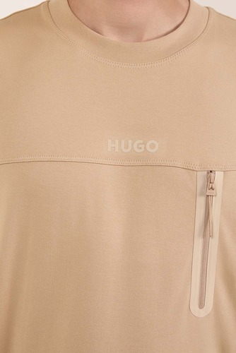 חולצה HUGO מידות S-XXL לגברים בגוון בז'