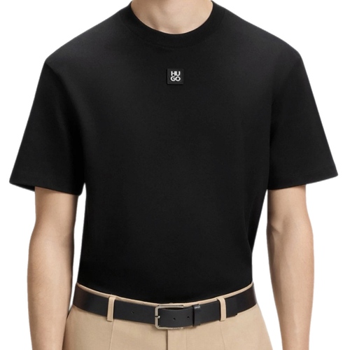 חולצה HUGO מידות S-XL לגברים בגוון שחור עם ריבוע