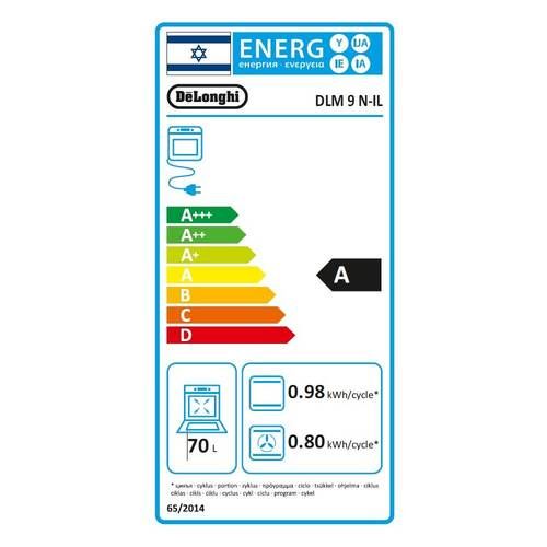 תנור בנוי דלונגי 70 ליטר Delonghi דגם  DLM9N+תצוגה דיגיטלית צבע שחור מלא. 2 תבניות ורשת רוחב 59.5 ס
