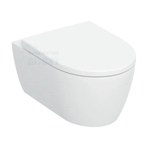 אסלה תלויה טורנדו GEBERIT iCon 49 TurboFlush קצרה כולל מושב הידראולי | לבן מט