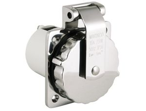 פנל כניסת מתח חוף לסירה נירוסטה, 230V/16A Marinco