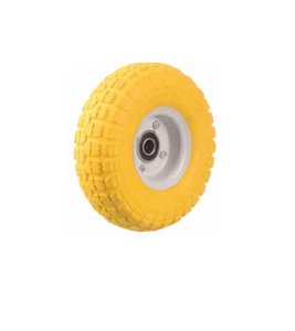 גלגל 10" מוקצף PU מלא בצבע צהוב (GLP250) ציר 20 מ