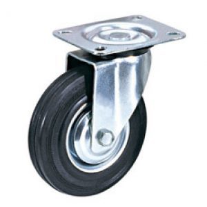 גלגל גומי שחור (EM01 סוג רגיל) פלטה מסתובבת עומס עד 180 ק''ג (10'')